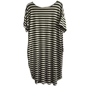 Red Lolly Green and Cream Striped Maxi Dress- Size Large